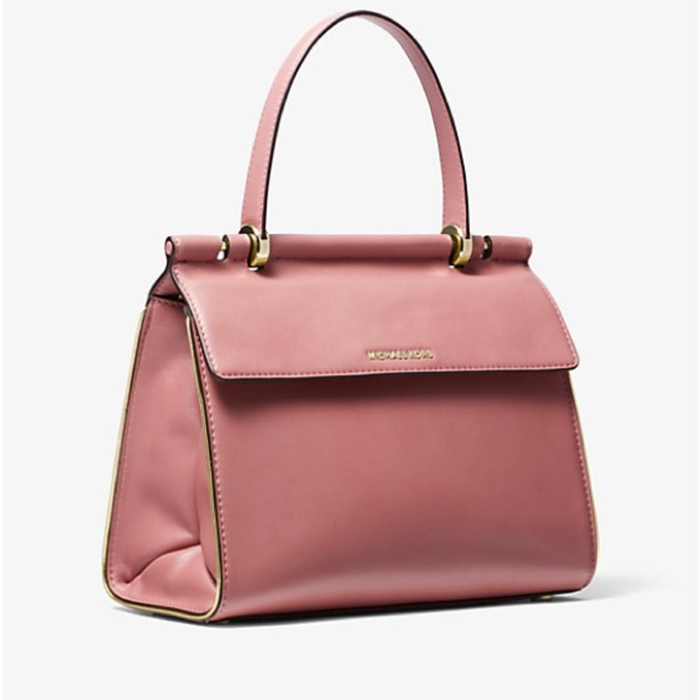 Michael Kors Rose Pink Jasmine Satchel Purse Quiet Luxury Structured Leather Bag - Picture 7 of 14